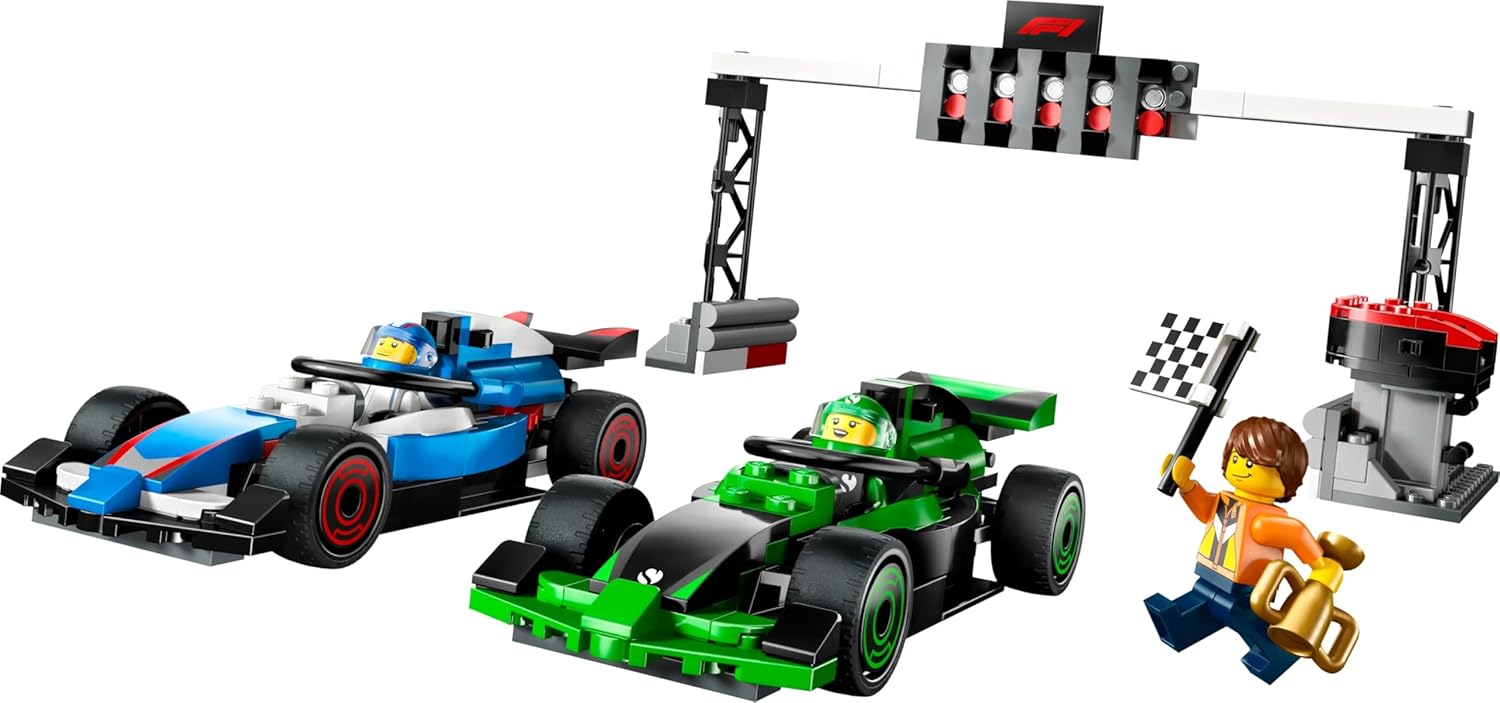 LEGO City 60474 F1 Grid with VCARB & Sauber Race Cars - Buildable Formula 1 Car Toys, 2 Driver Minifigures, Marshal, & Starting Lights Line