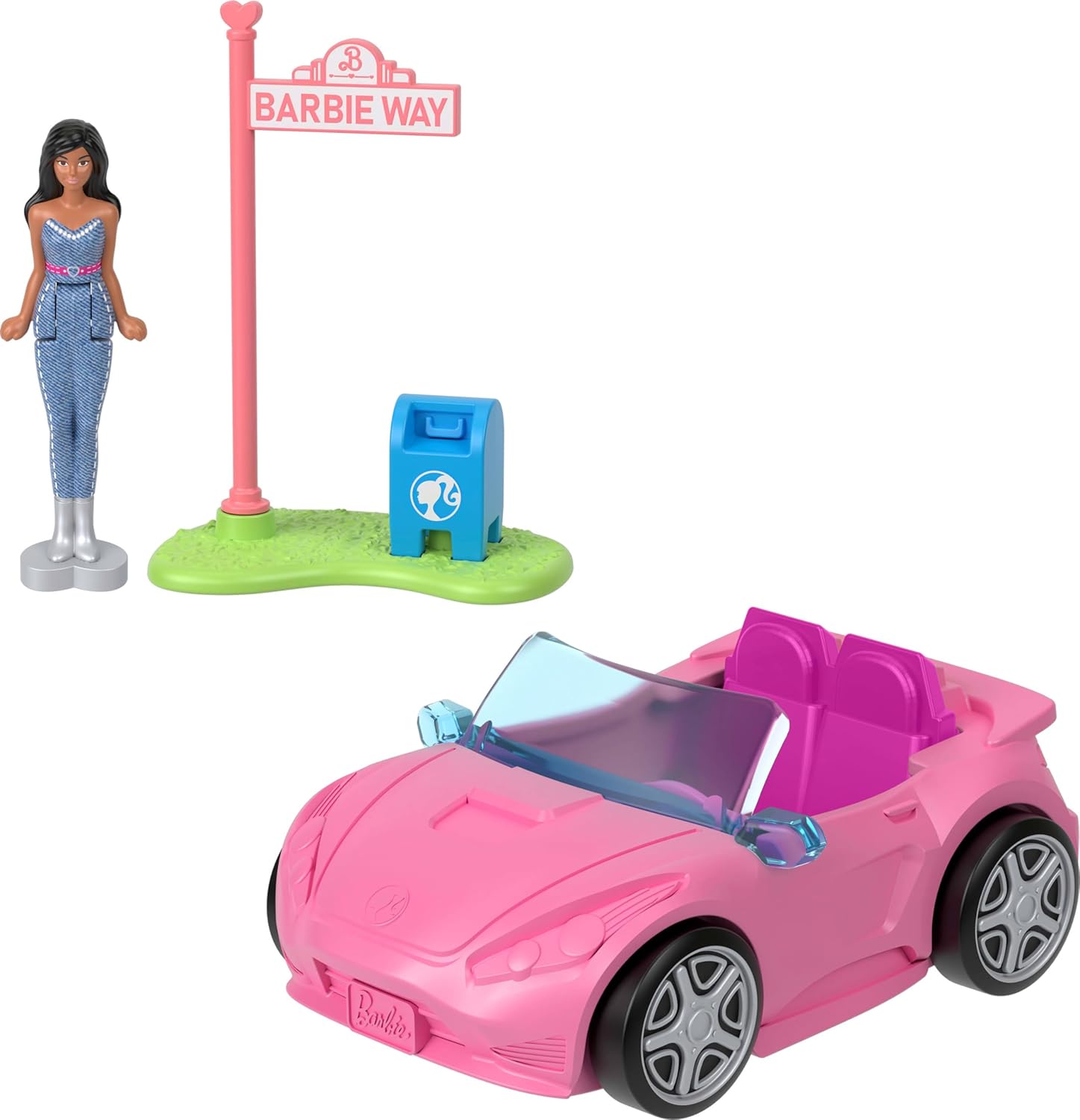 Barbie Mini BarbieLand 4-Pack Doll & Toy Vehicle Set with 4 Mini Dolls (1.5-inch) & 4 Iconic Vehicles with Color-Change Surprise