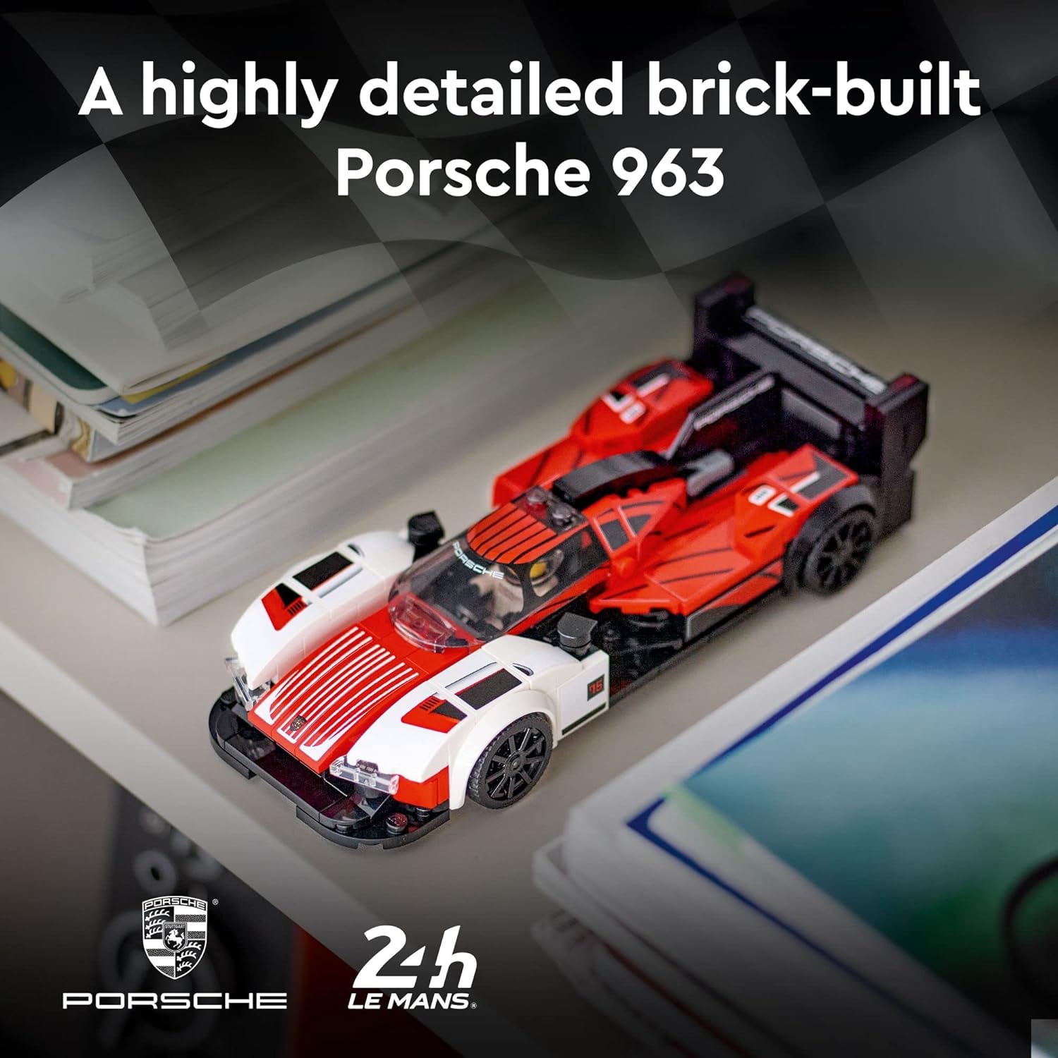 ليجو سبيد تشامبيونز بورش 963 76916، مجموعة بناء نموذج سيارة، لعبة سيارة سباق للأطفال، مجموعة 2023 قابلة للتجميع مع شخصية سائق صغيرة