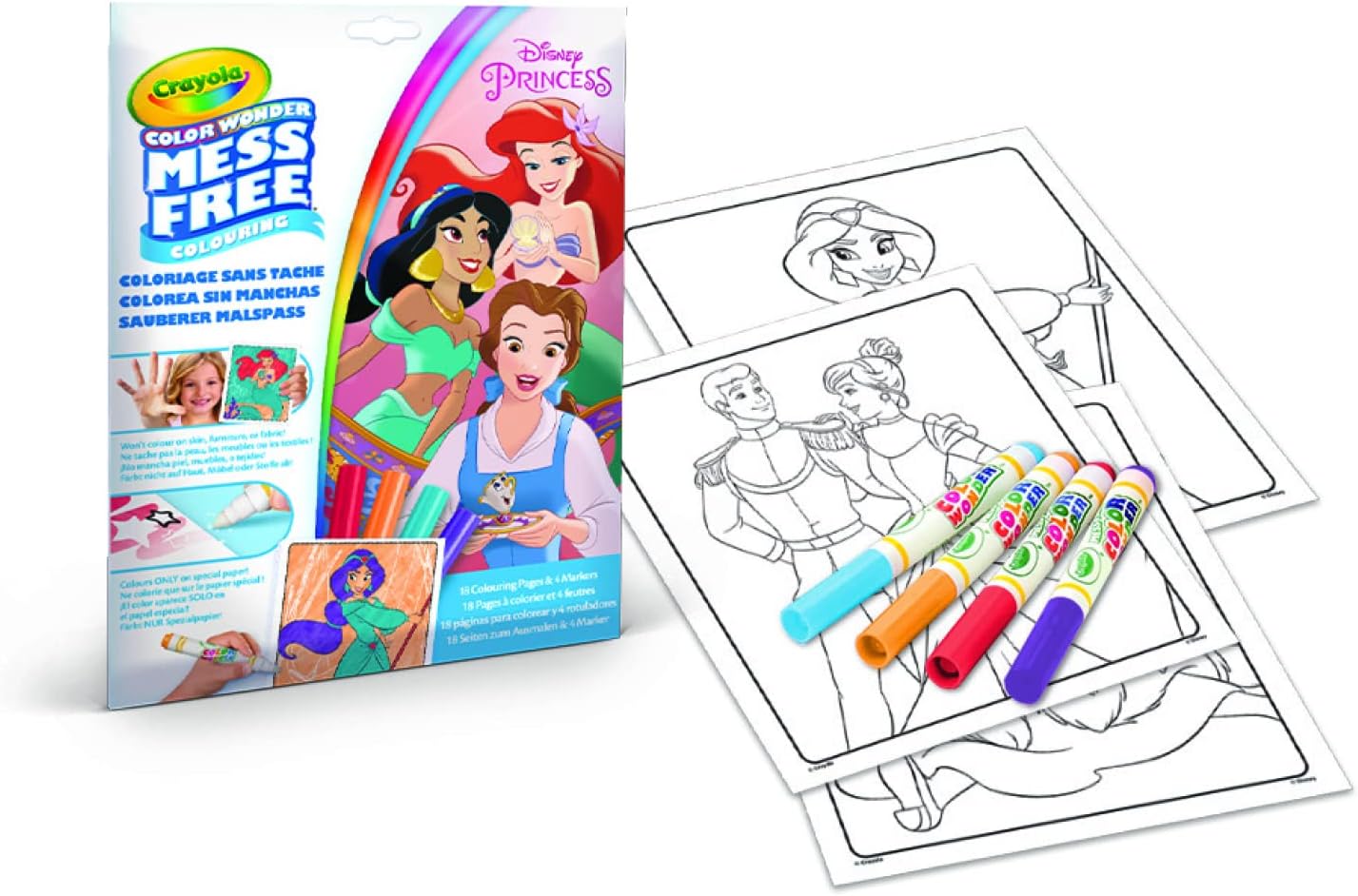 Crayola Mess Free Color Wonder Set Disney Princess, coloring book, 4 markers