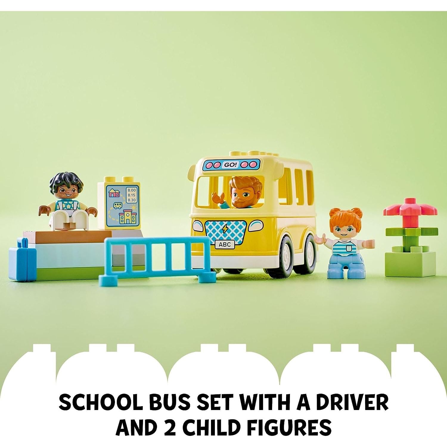 مجموعة ألعاب بناء العلوم والتكنولوجيا والهندسة والرياضيات من ليجو 10988 دوبلو تاون باص رايد للأطفال في مرحلة ما قبل المدرسة، تعلم كيفية ركوب الحافلة إلى الرعاية النهارية وتكوين الأصدقاء
