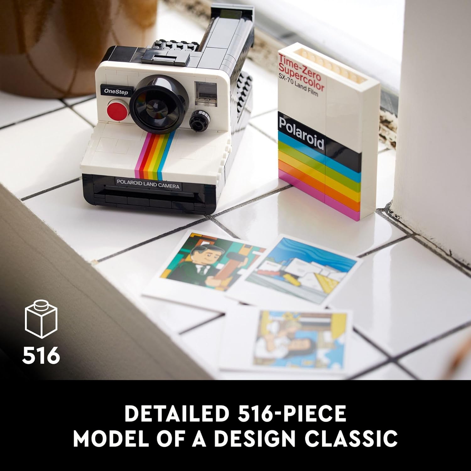 LEGO 21345 Ideas Polaroid OneStep SX-70 Camera Building Kit, Creative Gift for Photographers, Collectible Brick-Built Vintage Polaroid Camera Model