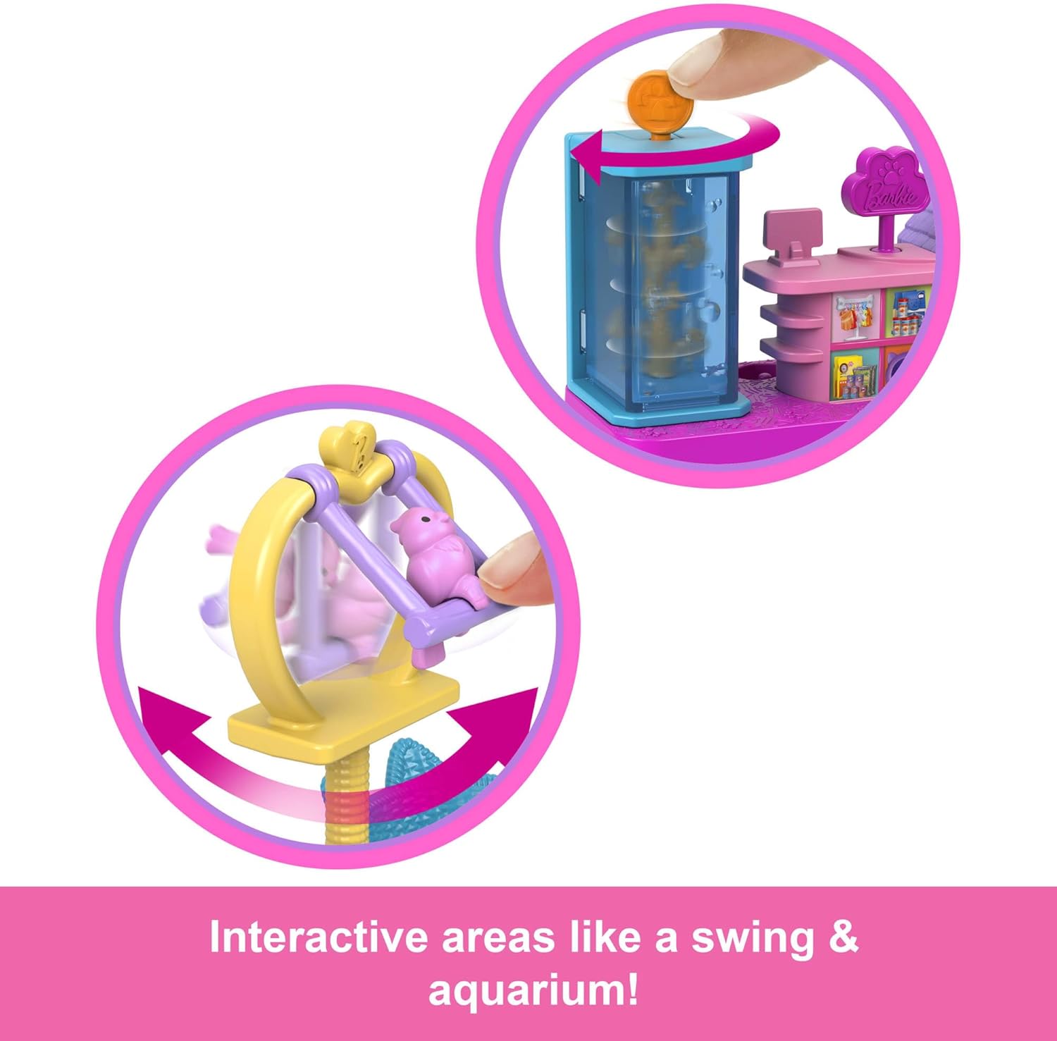 مجموعة ألعاب بيت الدمية باربي ميني لاند من ماتيل مع دمية بطول 1.5 بوصة وأثاث وإكسسوارات