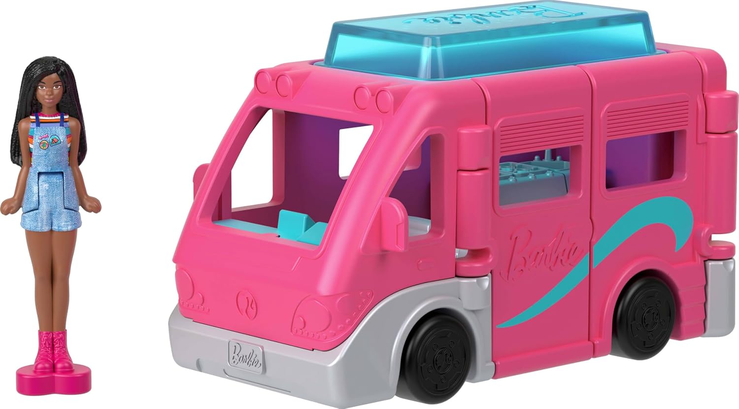 Barbie Mini BarbieLand 4-Pack Doll & Toy Vehicle Set with 4 Mini Dolls (1.5-inch) & 4 Iconic Vehicles with Color-Change Surprise