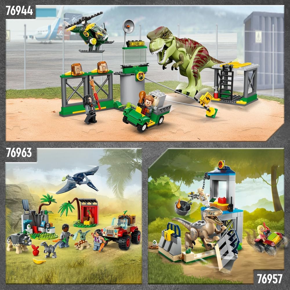 LEGO 76963 Jurassic World Baby Dinosaur Rescue Centre Set for Kids, Mini Triceratops, Ankylosaurus and Velociraptor Figure