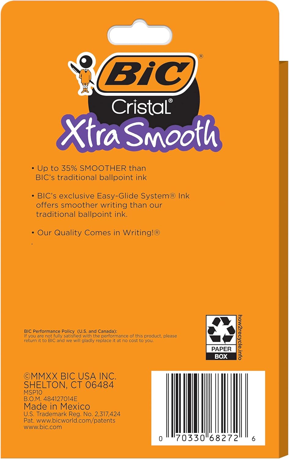 BIC Cristal Xtra Smooth Ballpoint Pen, Medium Point (1.0mm),For Everyday Writing Activities, 10-Count