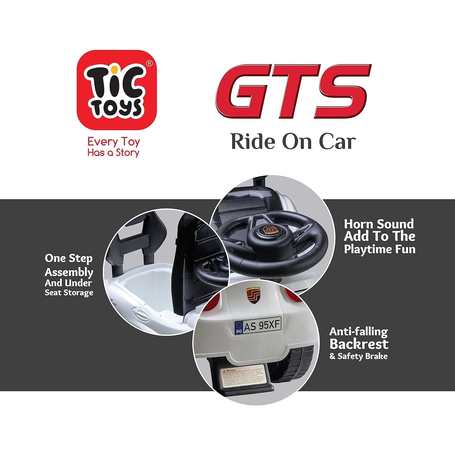 GTS Tic Toys - Kids Ride On Car - Arabic Kids (2-5 Years) - Purple