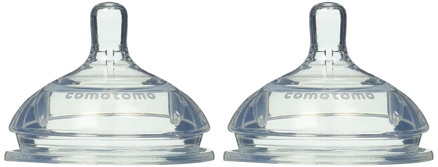 Comotomo Silicone Replacement Nipple, Slow Flow, 0-3 Months, 1 Count (Pack of 2)