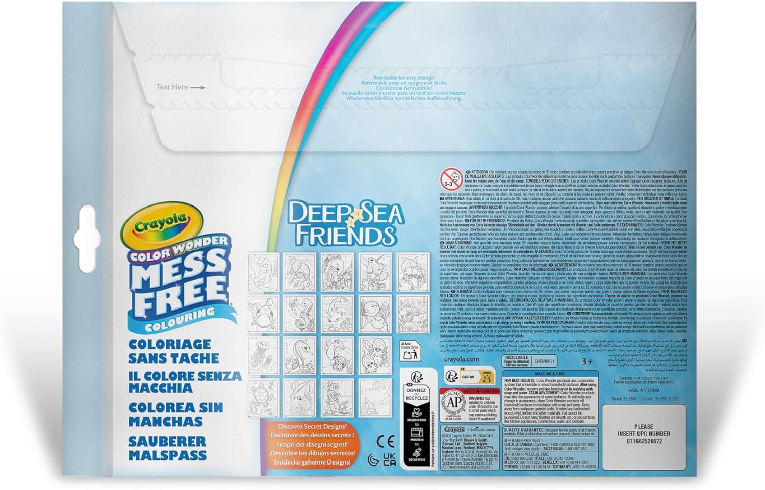 Crayola Color Wonder, 18 coloring pages and 4 stain-free markers, subject Sea friends