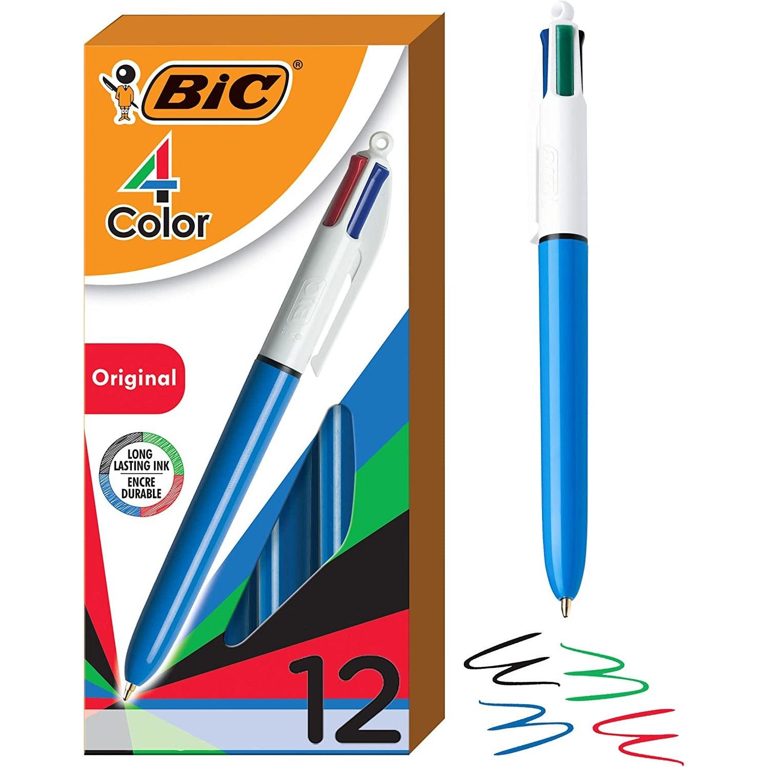أقلام كروية أصلية قابلة للسحب من بيك 4 ألوان ، نقطة متوسطة (1.0 مم) ، عبوة مكونة من 12 قطعة