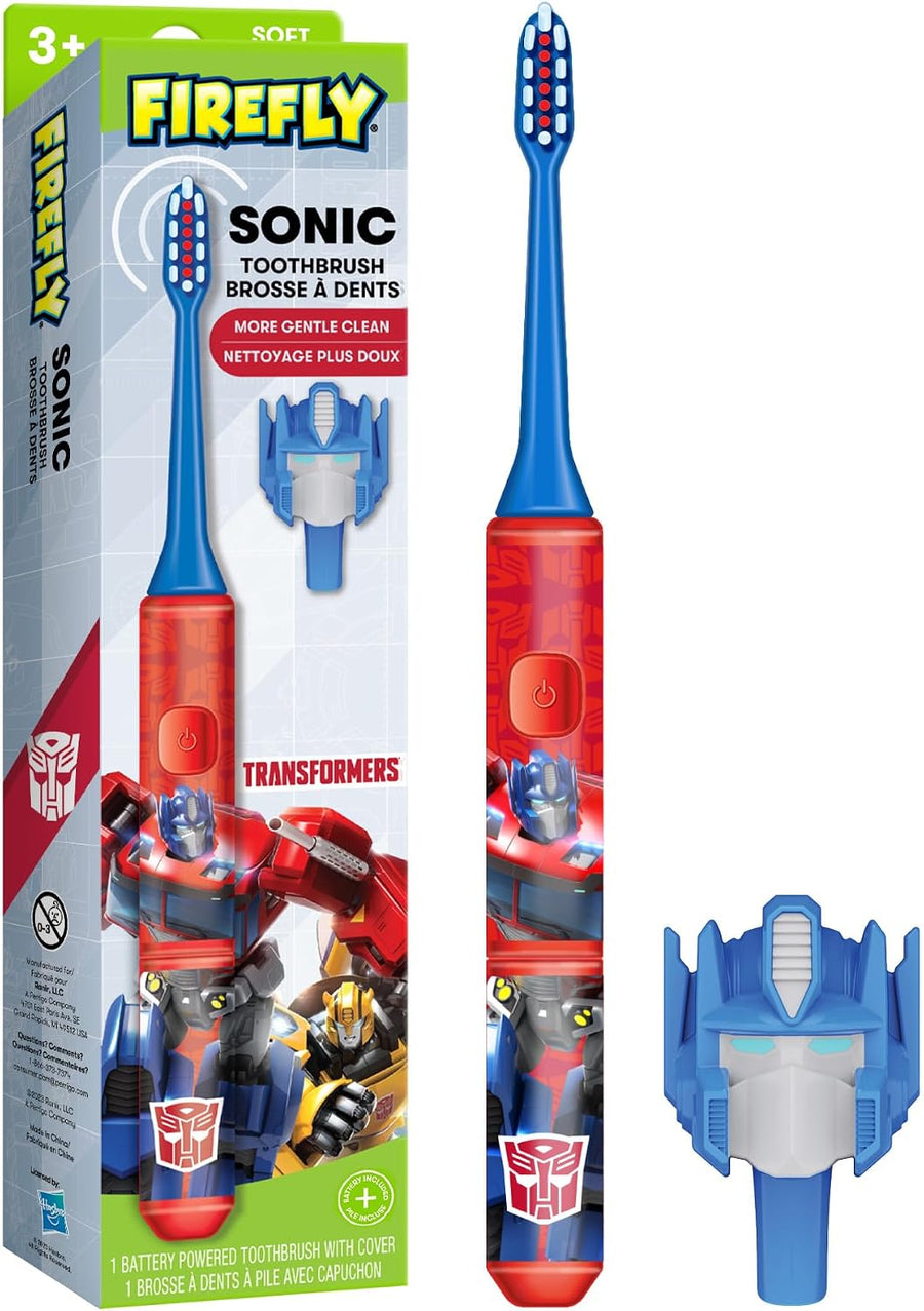 FIREFLY Transformers Sonic Toothbrush, 3D Cover, Soft Bristle, Ages 3+