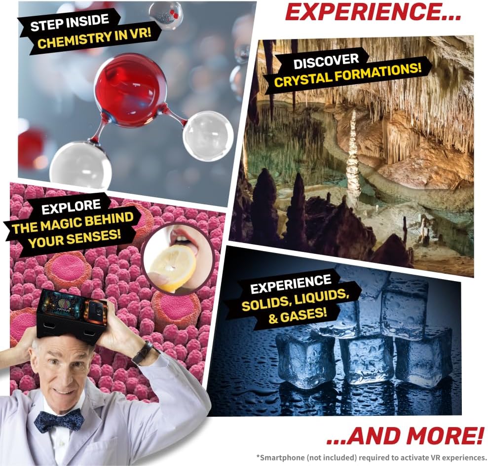 Abacus Brands Bill Nye's Science Squad |Chem Lab VR - Virtual Reality Kids Science Kit, Book and Interactive Learning Activity Set | for Ages 8 and Up
