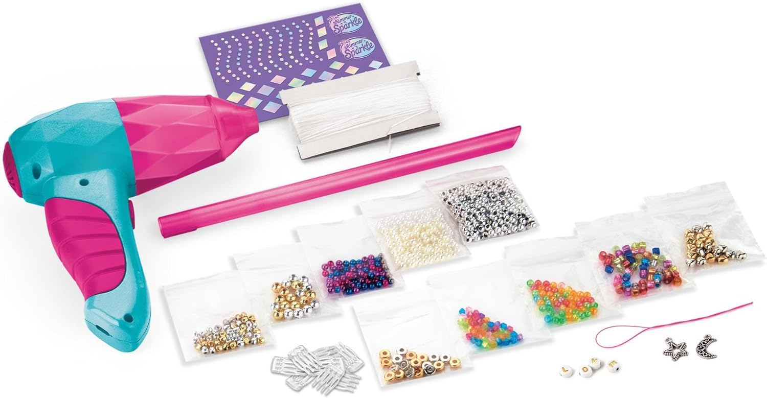 CRA-Z-ART Shimmer N Sparkle Real Sparkling Gem Air Styler Create Beaded gem Threads for Childrens Hair Present for Girls Aged 8 and Over