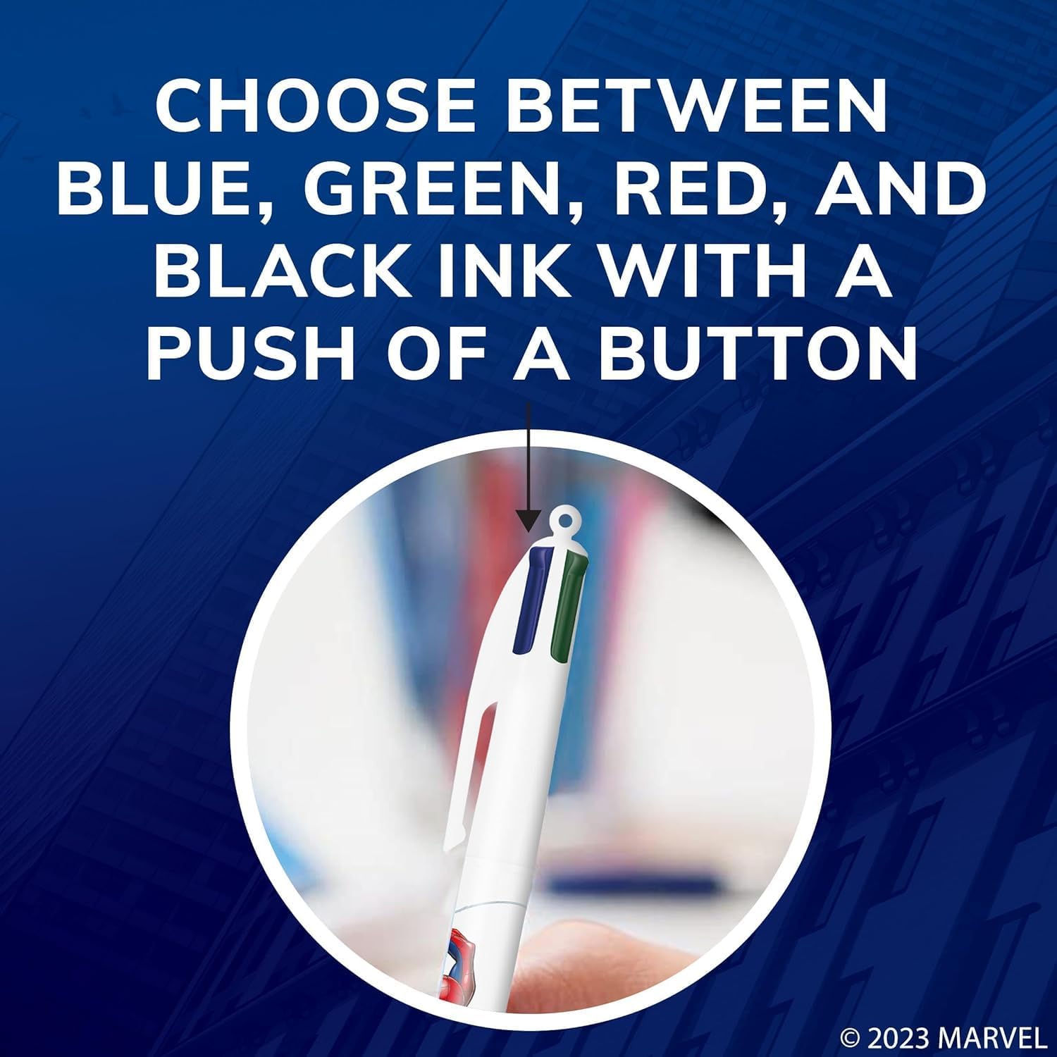 BIC 4 Color Retractable Ballpoint Pen with Marvel's Spider-Man Design and 1.0 mm Point, 2-Count in Assorted Ink