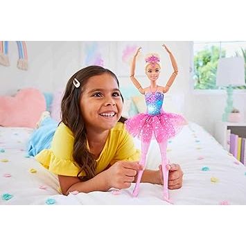 Barbie Dreamtopia Doll, Twinkle Lights Posable Ballerina with 5 Light-Up Shows, Sparkly Pink Tutu, Blonde Hair & Tiara