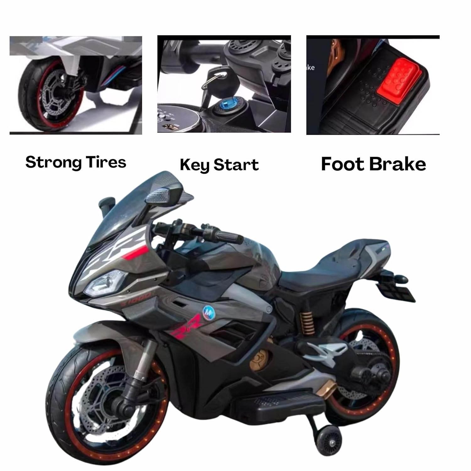 دراجة أطفال تعمل بالبطارية ١٢ فولت مزودة بإضاءة LED ومشغل MP3 وعجلات LED