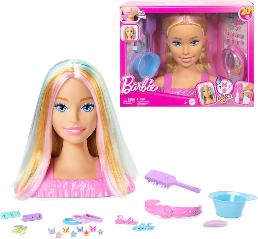 Barbie Doll Styling Head: Blonde Hair with 20+ Hair Styling Accessories Including Star & Butterfly Color Change Hair Clips