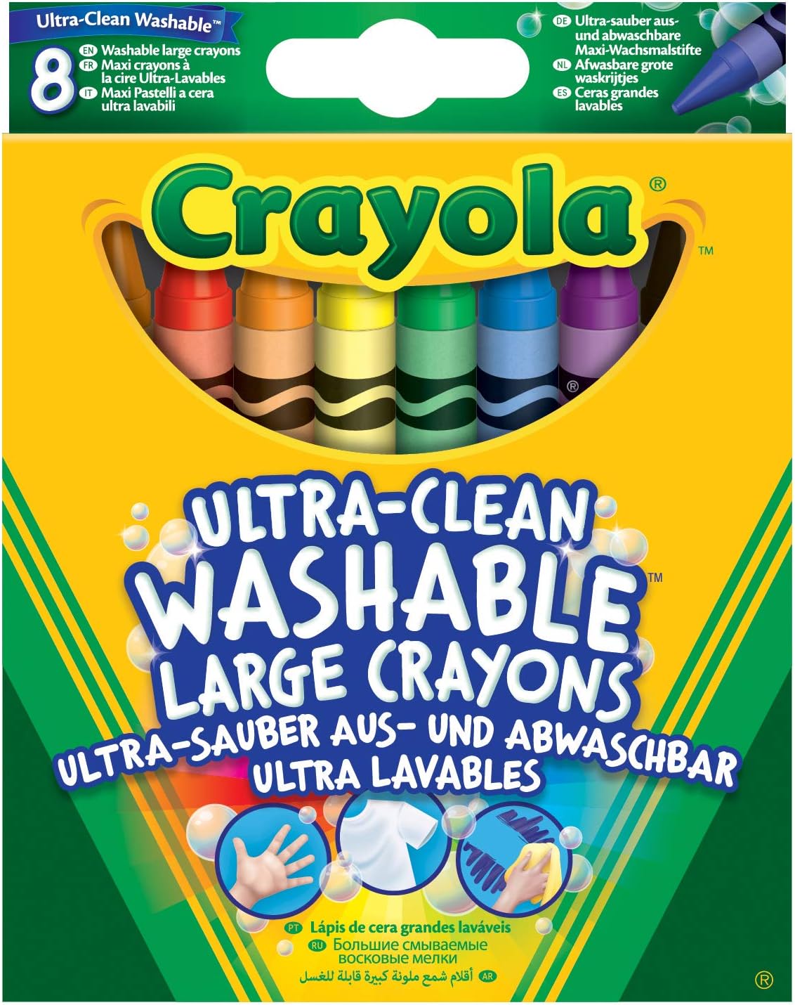 Crayola Ultra-Clean - Washable Large Crayons, 8 pieces