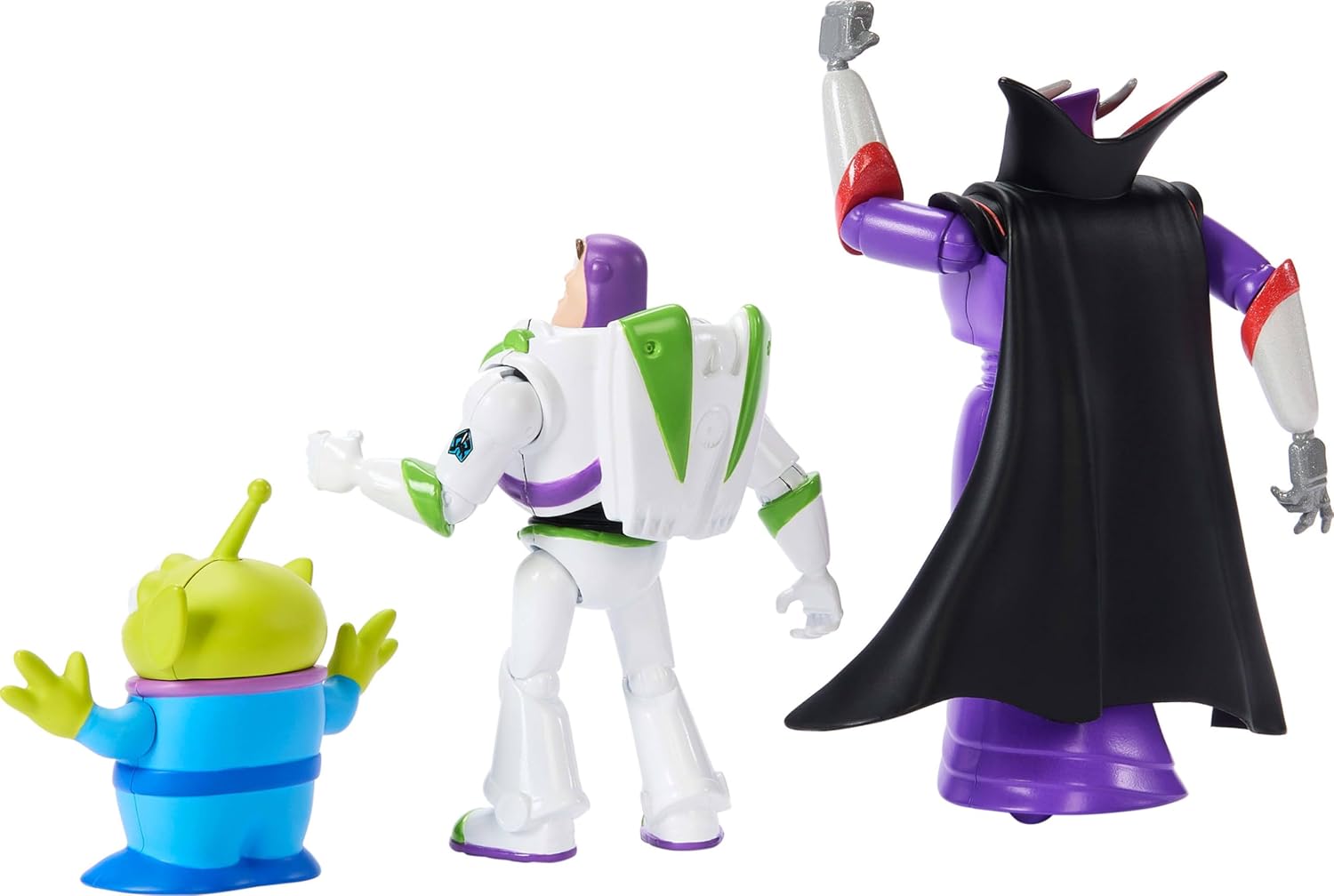 Mattel Disney Pixar Storytellers Story Intergalactic 3-Pack of Action Figures, 4-Inch Scale Buzz Lightyear, Zurg & Alien Posable Toys