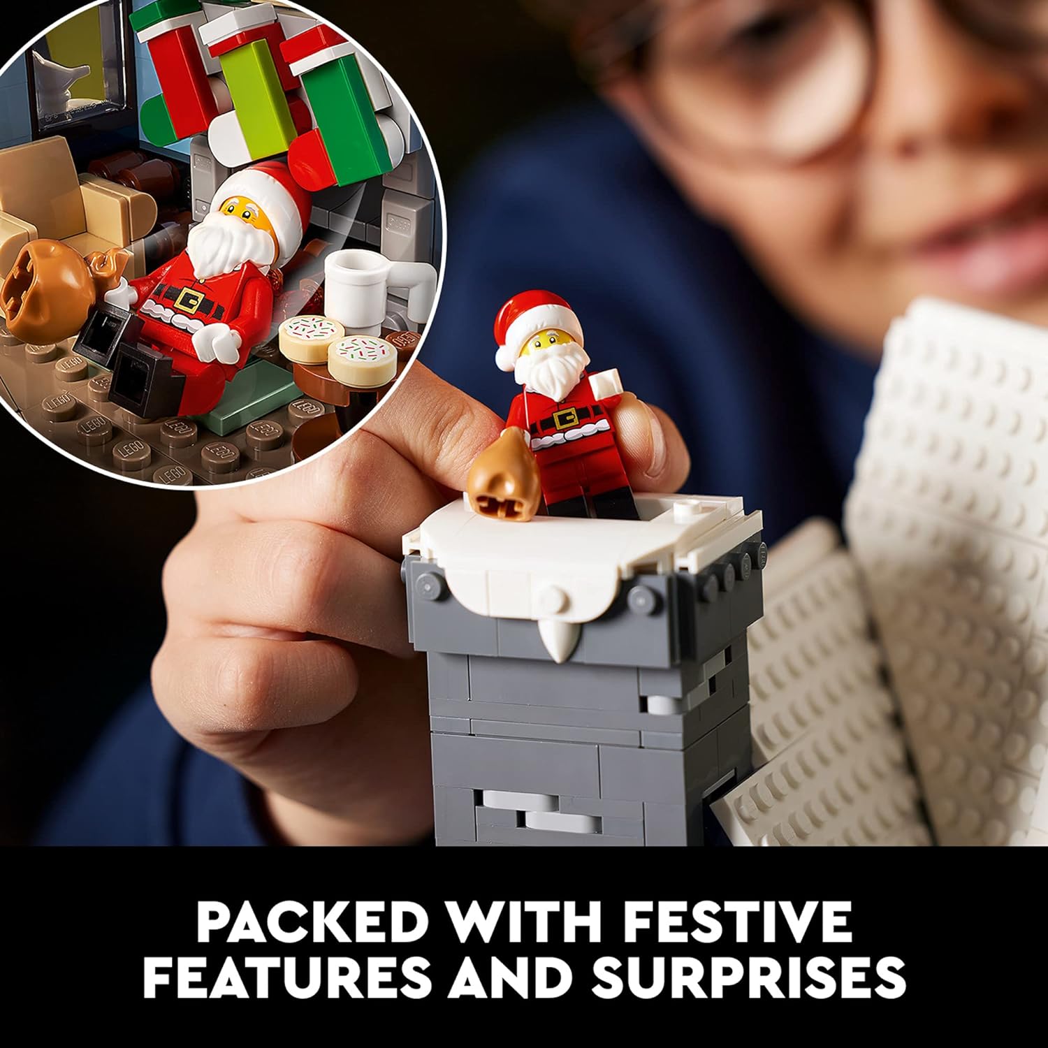 LEGO 10293  Icons Santa’s Visit Christmas House Model Building Set for Adults and Families, Festive Home Décor with Xmas Tree, Gift Idea