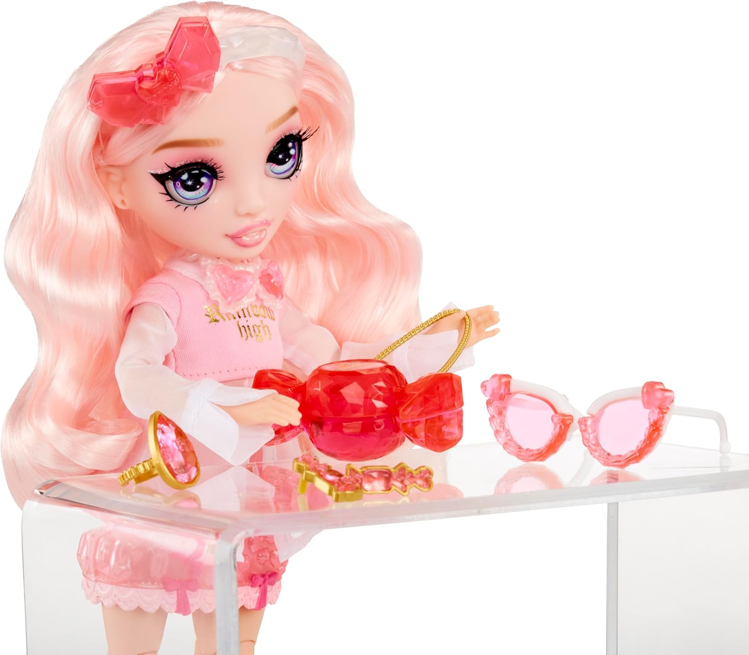 RAINBOW HIGH Creative Crystals Bella 28 cm Pink Mannequin Doll with Crystal Accessory Kit for You, Resin Game, Gift for 8+ Years, Non-Edible