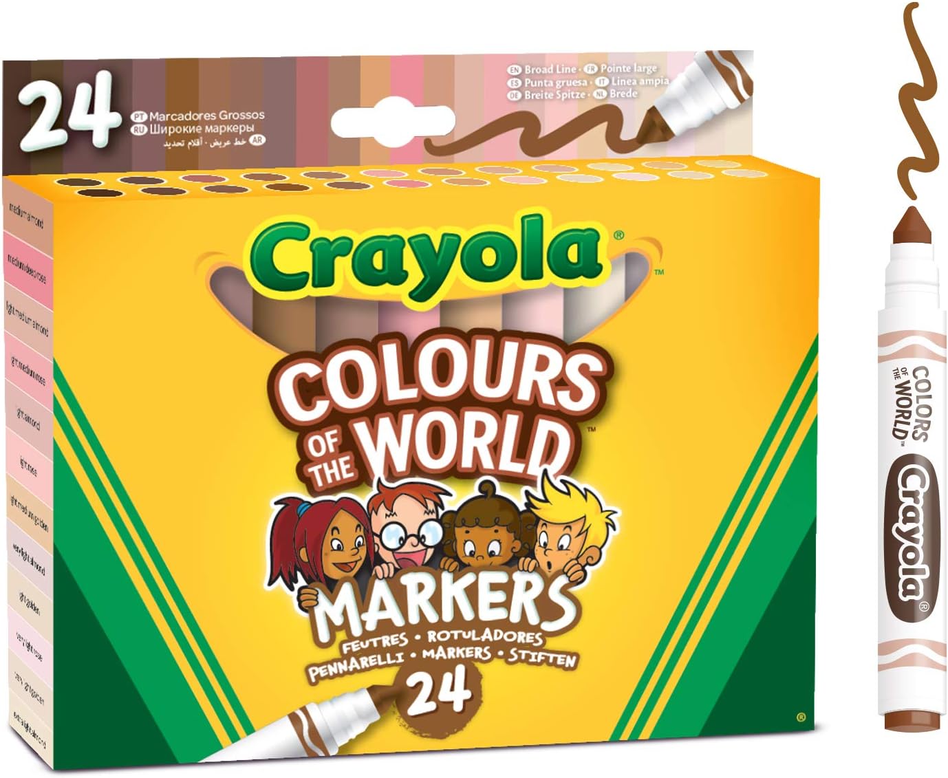 CRAYOLA 58-7804 One Size Washable Maxi Tip Markers, Pack of 24