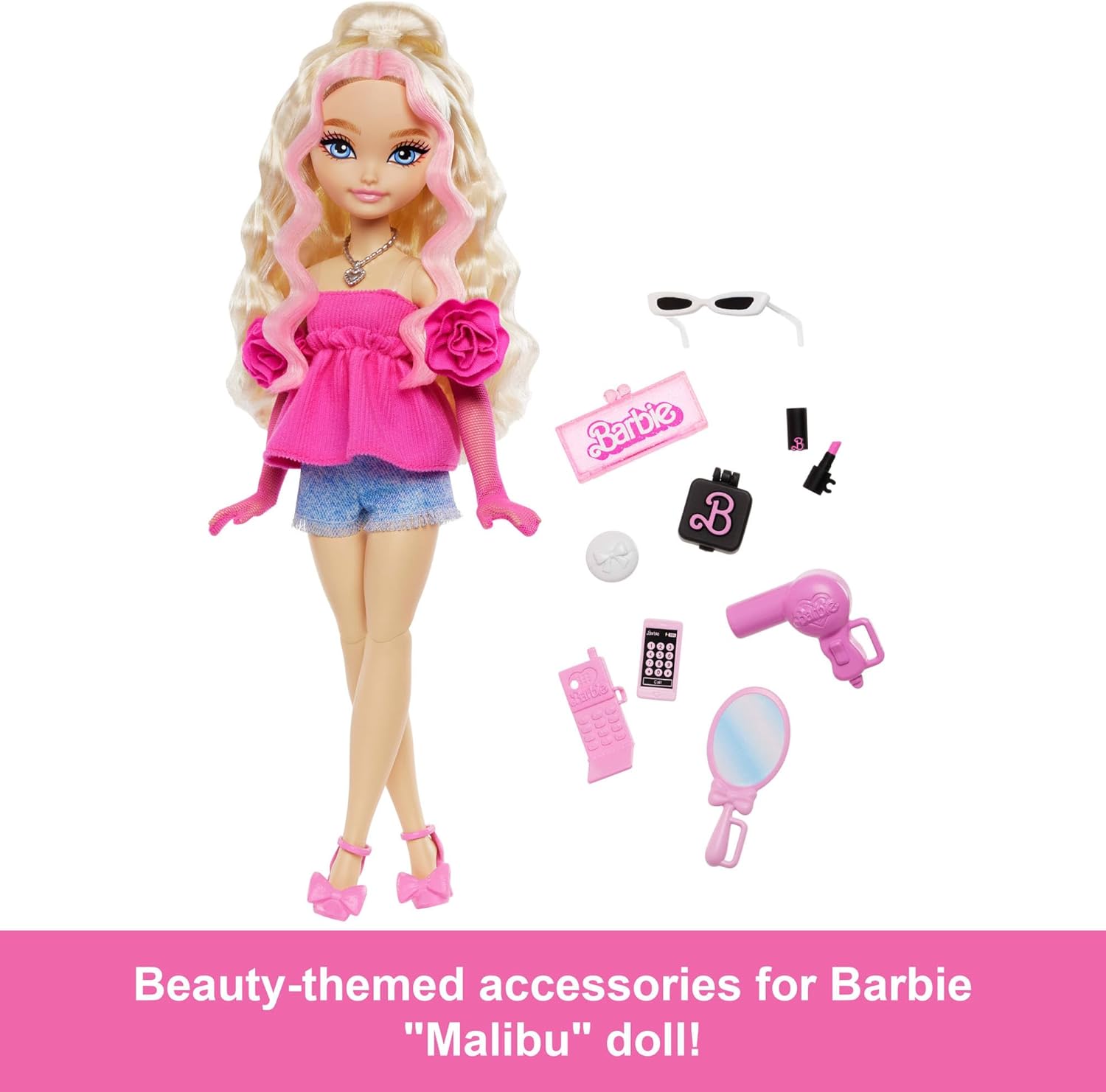 Mattel Barbie Dream Besties Barbie “Malibu” Fashion Doll With 8 Makeup & Hair Themed Accessories