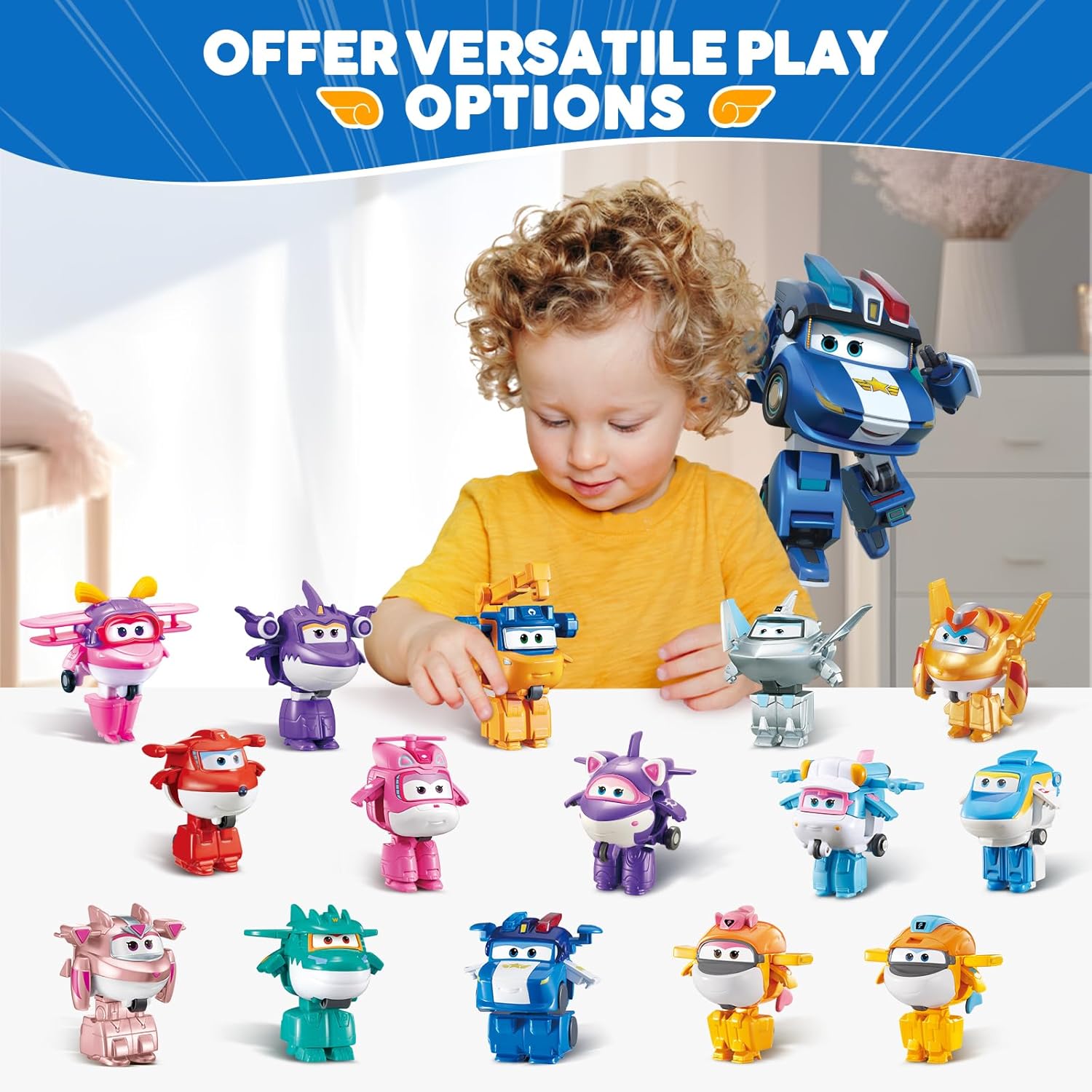 Super Wings Transformable Toys, 2 in Lucie Robot Transforming Action Figures - Lucie