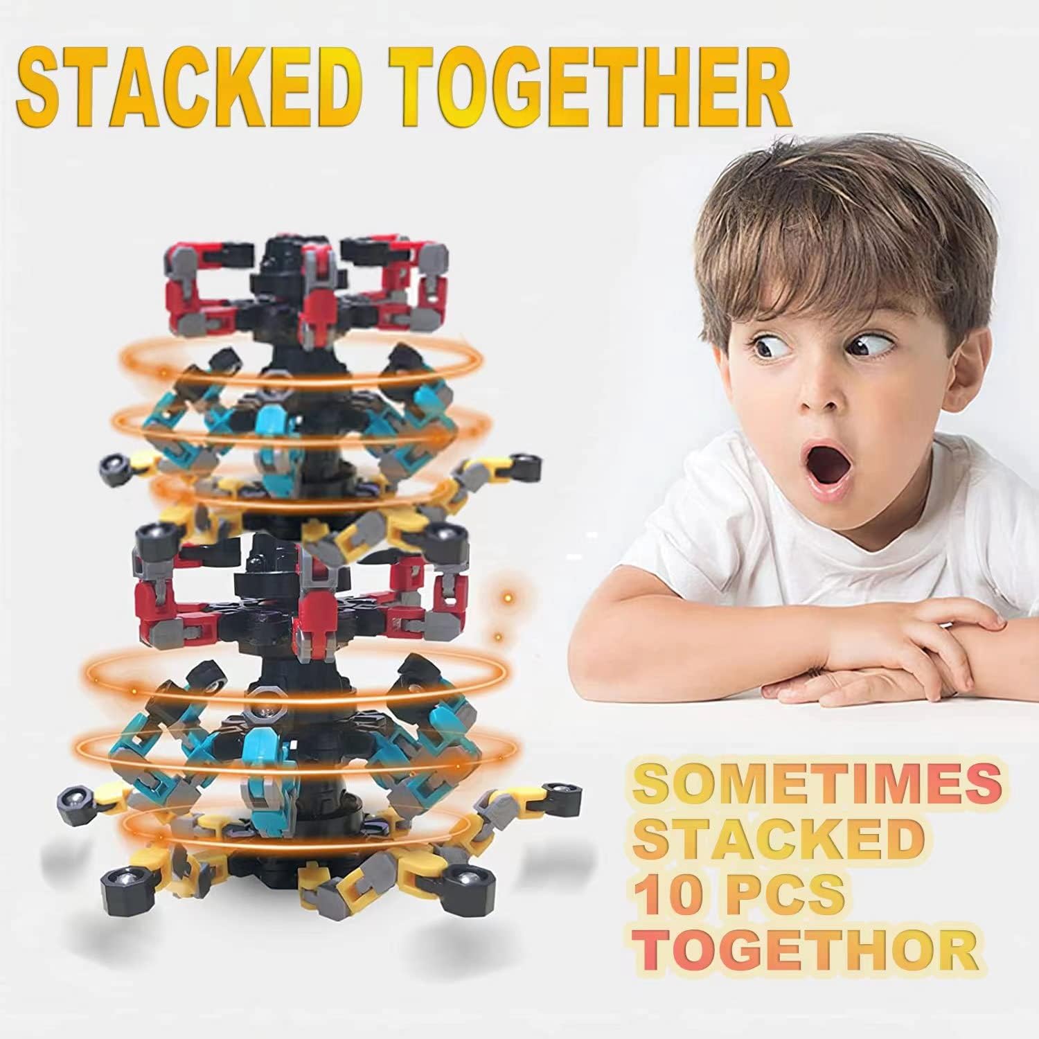 Fidget Spinners for kids&Adults Transformable Fingertip Gyros for Girls Boys Stress Reliefs Toys - Red