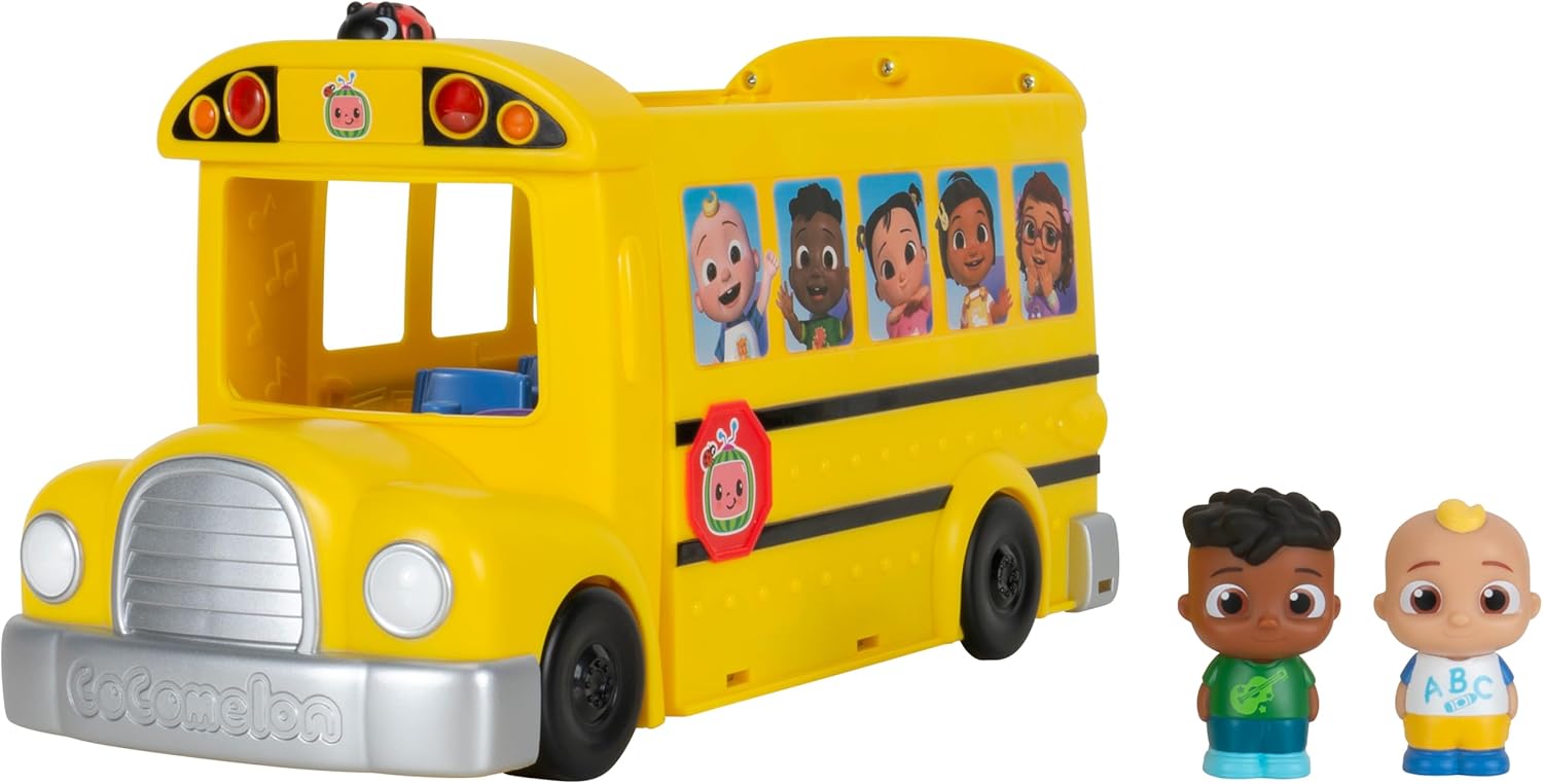 CoComelon Transforming School Time Bus - Lights and Sounds - 3 Favorite Songs - 6 Areas of Play - Removable JJ and Cody Figures - Toys for Kids and Preschoolers