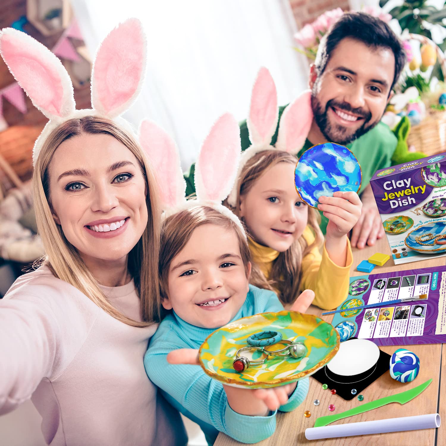 طبق مجوهرات من الطين إيدومان، لعبة DIY للأطفال EDM084، 6+