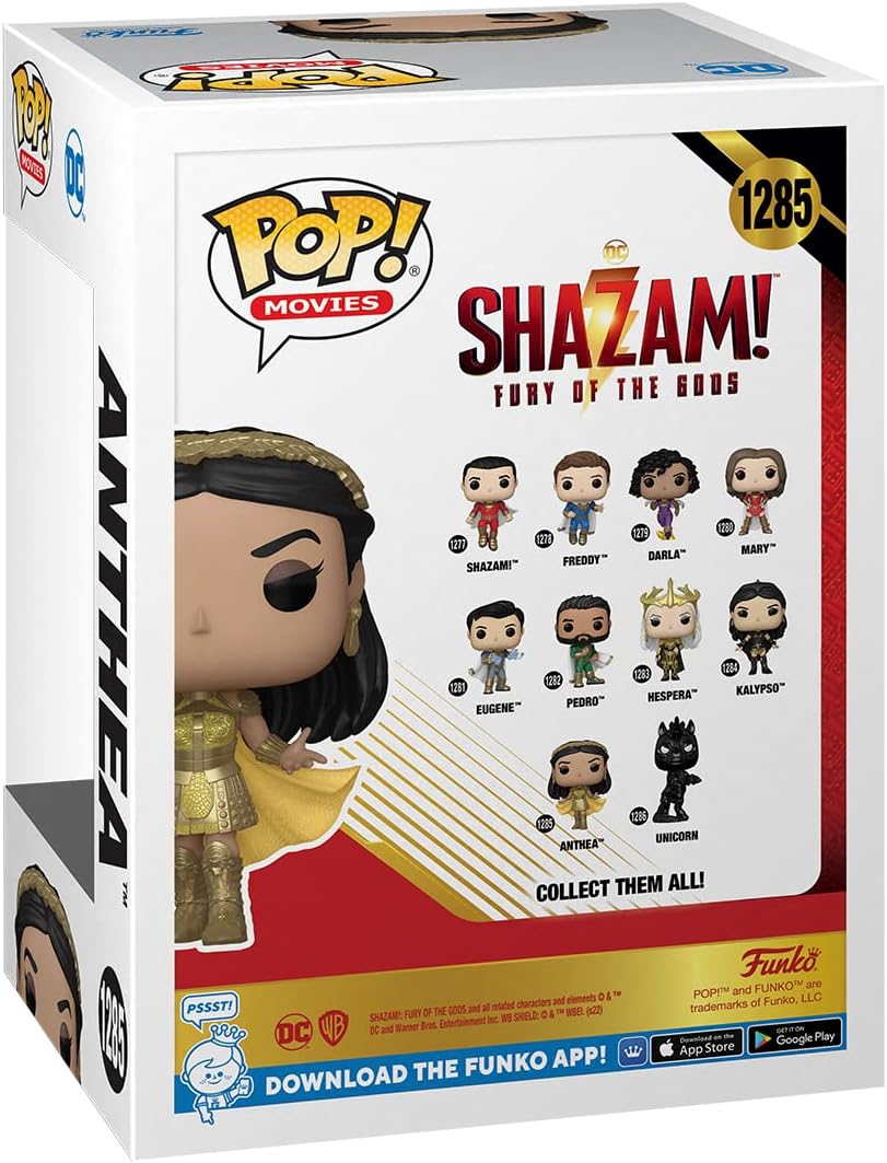 Funko Pop! vinyl figure packaging for Shazam! featuring multiple characters.