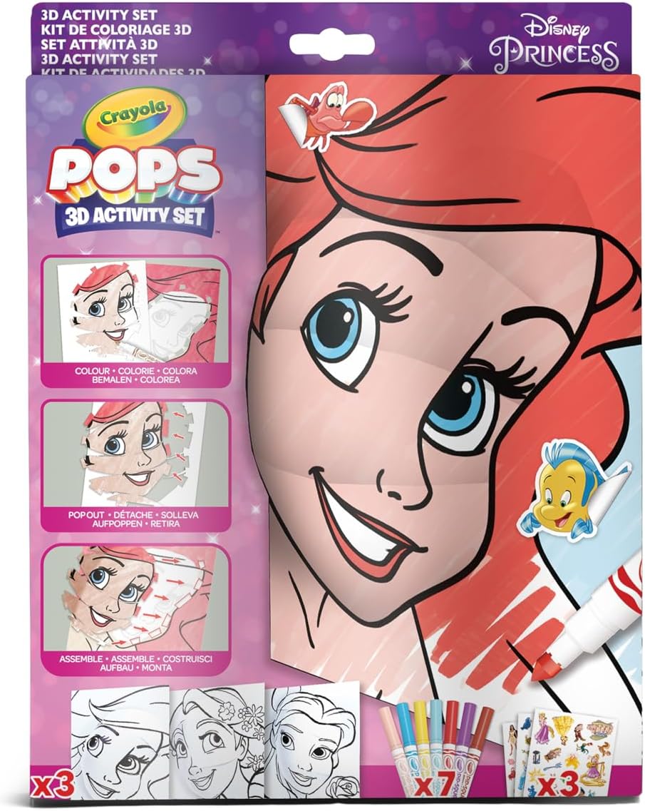 مجموعة Crayola Pops 3D Mermaid Art مع 7 أقلام تلوين