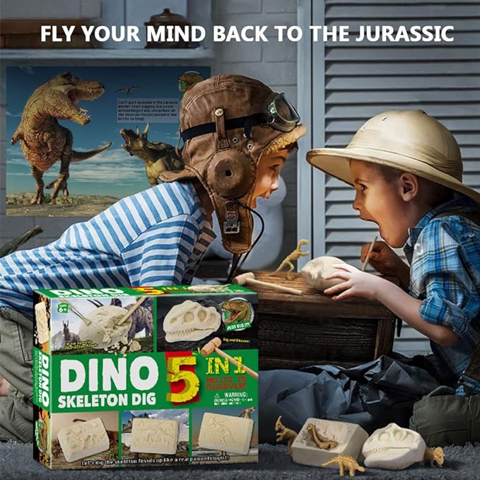 Eduman Dino Skeleton Toys Dig Kit 5in1