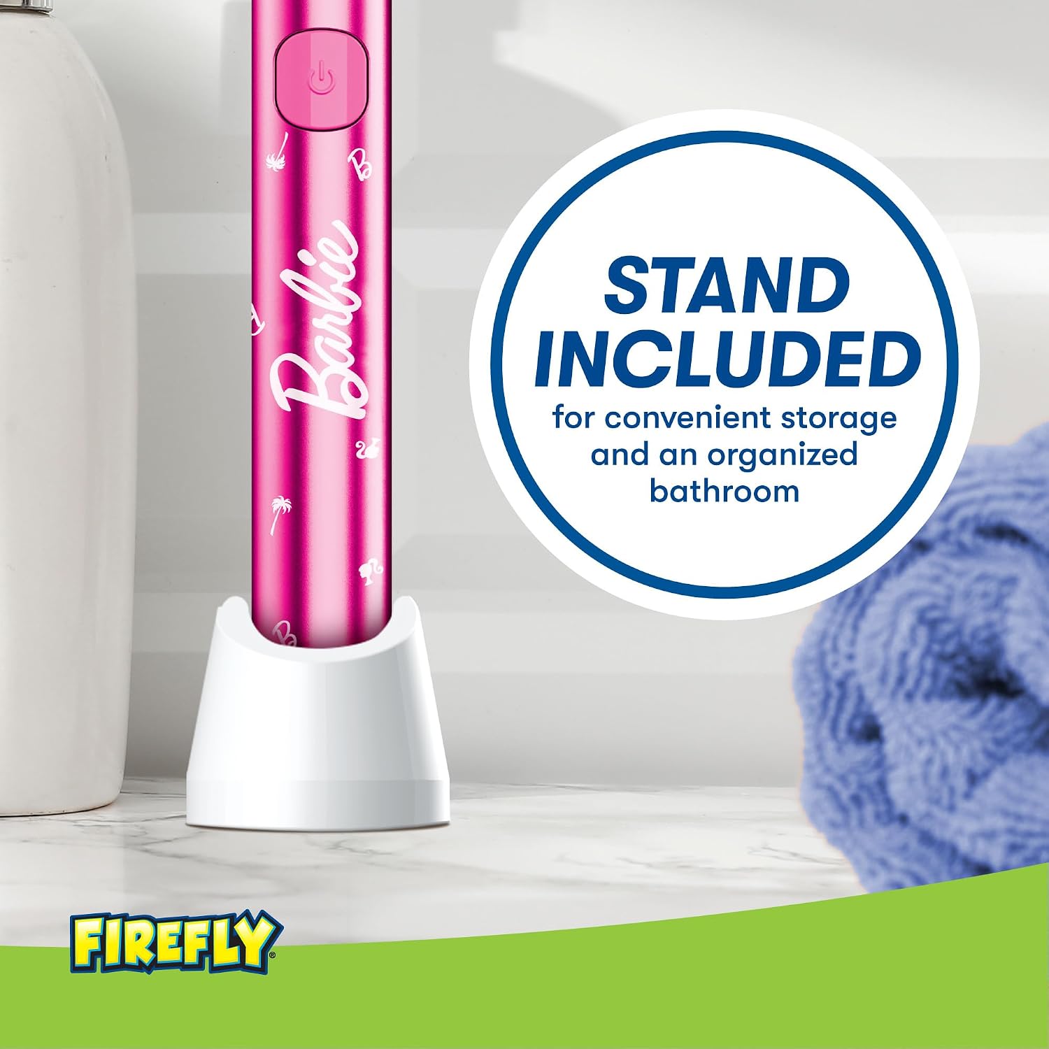 FIREFLY Slim Sonic Barbie Toothbrush, USB Charging, Antibacterial Cover