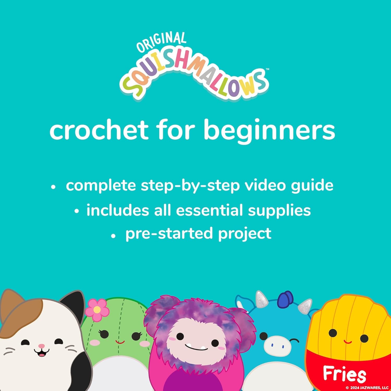 Squishmallows Original Omar The Bear Crochet Kit, Includes Yarn, Crochet Hook, Starter Hooks, Step-by-Step Tutorials, Exclusive Crochet Kit for Beginners, DIY Craft, Crochet Kits, Great Teen Gifts