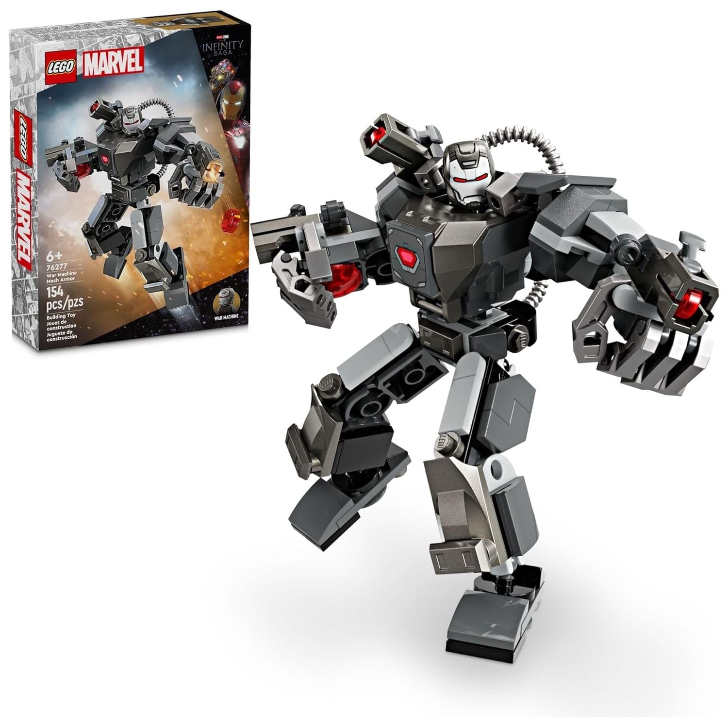 LEGO 76277 Marvel War Machine Mech Armor, Buildable Marvel Action Figure Toy for Kids with 3 Stud Shooters, Legendary Character from The MCU.