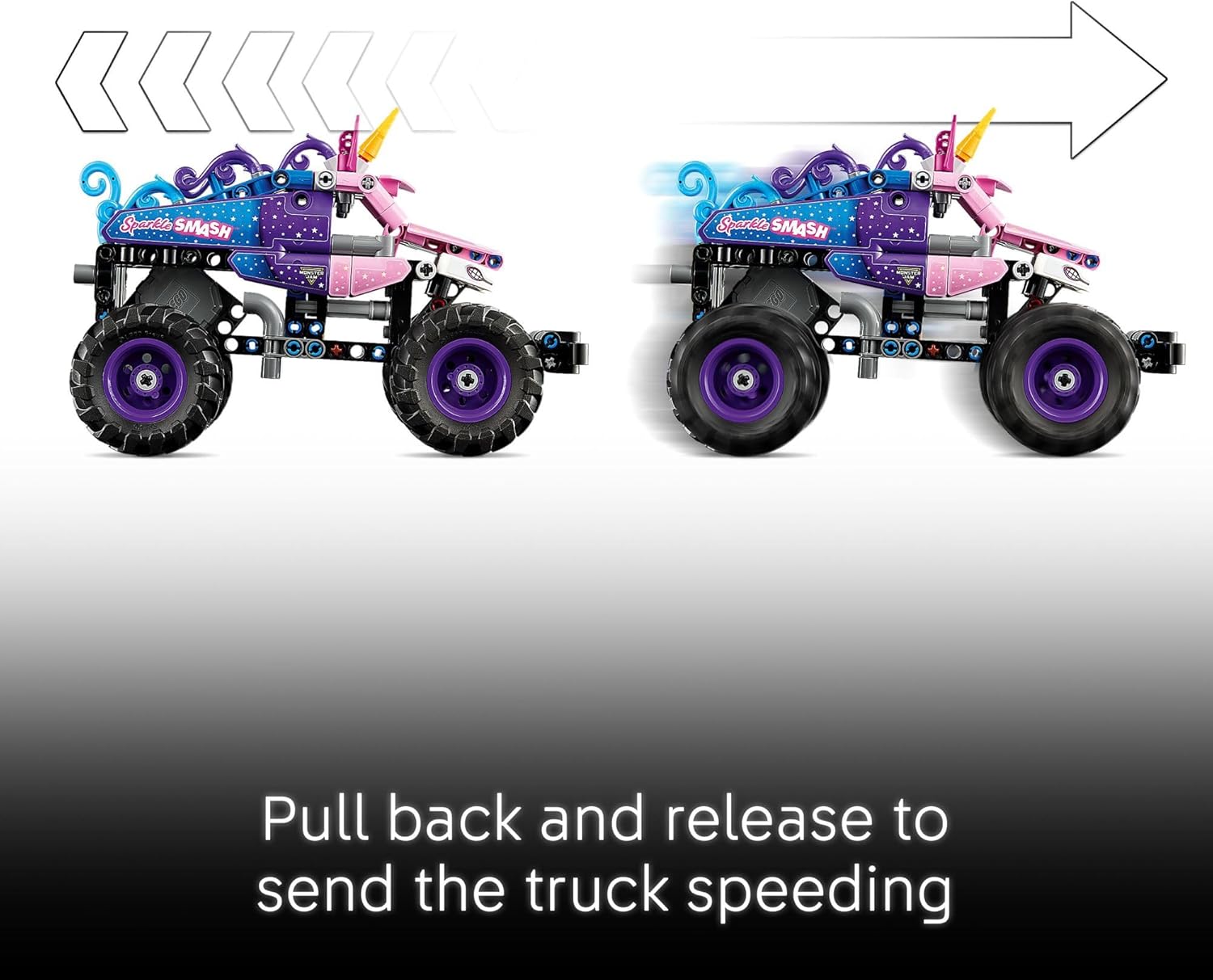 LEGO Technic Monster Jam Sparkle Smash Pull-Back Truck Toy for Boys & Girls - Monster Truck Building Toy W/Pull-Back Racing Action for Kids, Ages 7+ - Gift Idea for Birthdays - 42220
