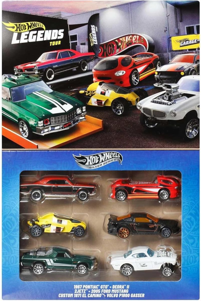 Hot Wheels 1:64 Scale Die-Cast Toy Cars and Trucks Set of 6 HW Legends Vehicles Decoration (Styles May Vary) JBY78