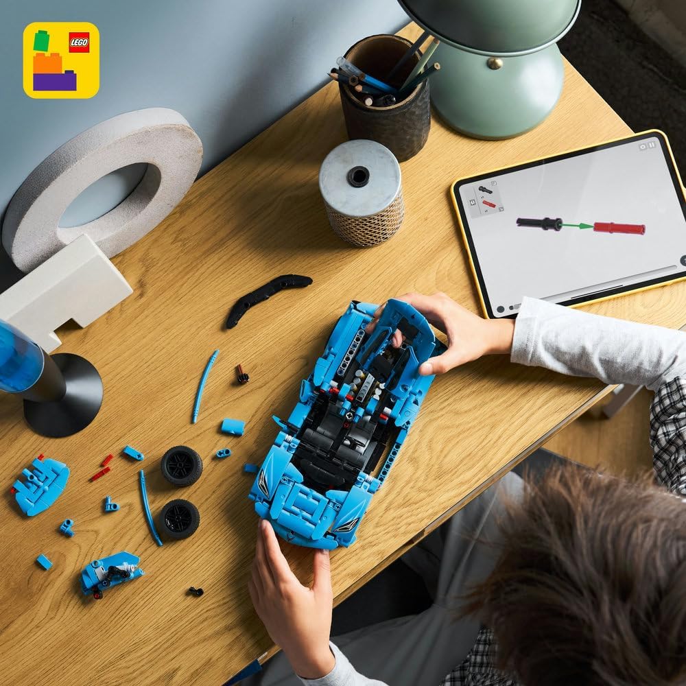 LEGO Technic Chevrolet Corvette Stingray Blue Race Car Toy - Model Kit with Moving 8-Cylinder Engine and Differential (42217)