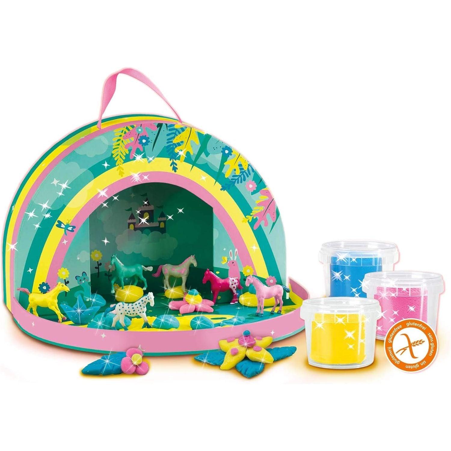 Play suitcase glitter horse world 1x play case 6x horses 3x glitter clay