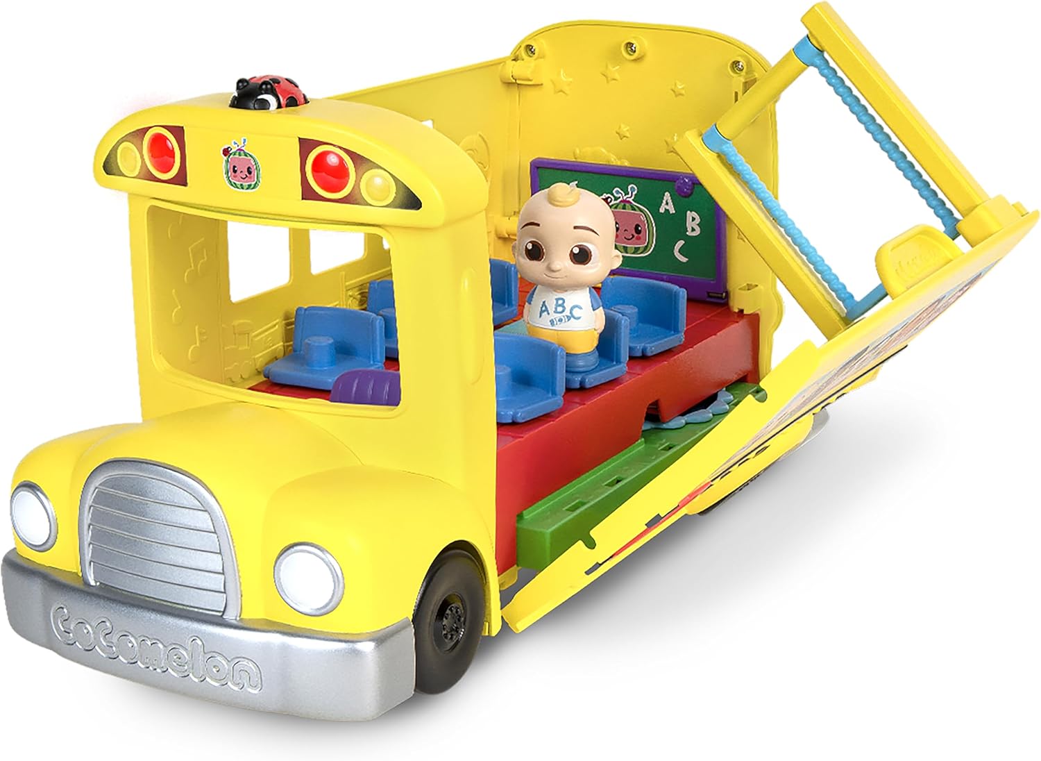 CoComelon Transforming School Time Bus - Lights and Sounds - 3 Favorite Songs - 6 Areas of Play - Removable JJ and Cody Figures - Toys for Kids and Preschoolers