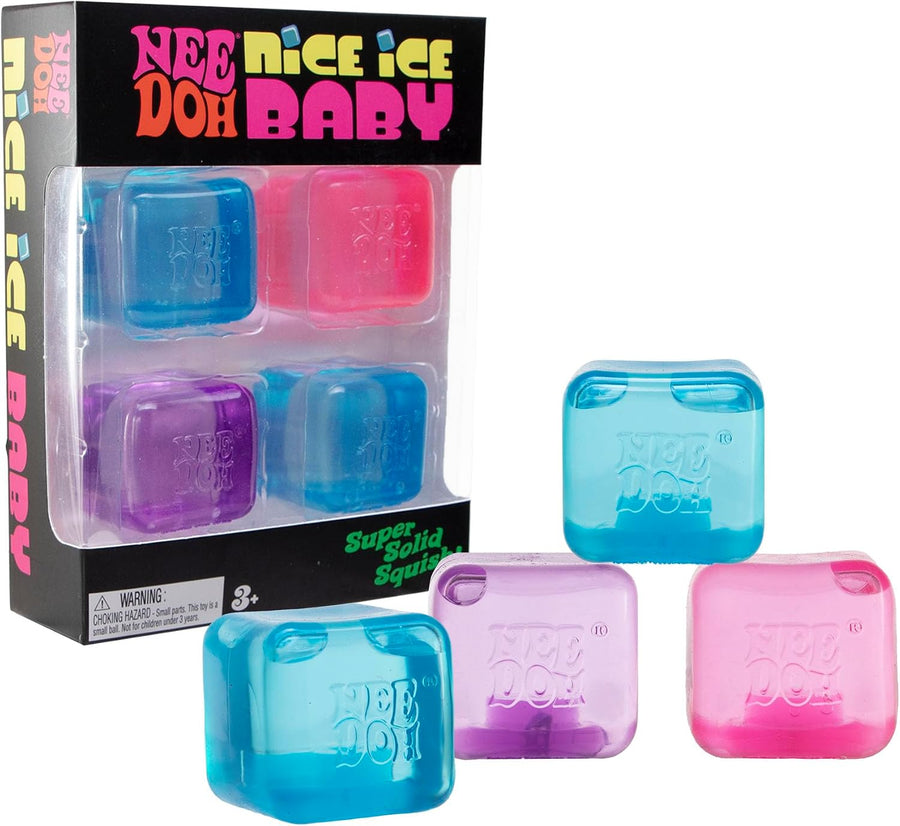 Schylling NeeDoh Nice Ice Baby 4 Pack - Sensory Squeeze Toy - 1.5" in Diameter - Colors May Vary