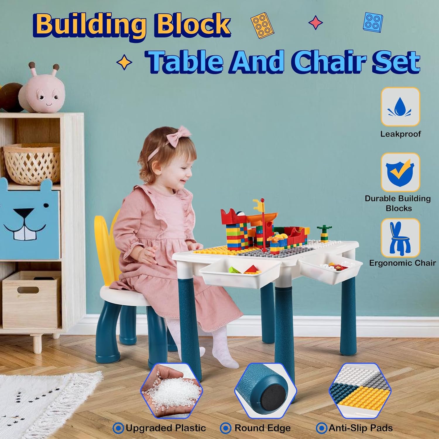Nikan Te Multi-Functional Building Blocks 100 pcs Table: 6-in 1