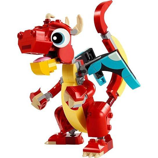 LEGO Creator 3 in 1 Red Dragon Toy 31145, Transforms from Dragon Toy to Fish Toy to Phoenix Toy, Gift Idea for Boys and Girls Ages 6 and Up, Animal Toy Set for Kids