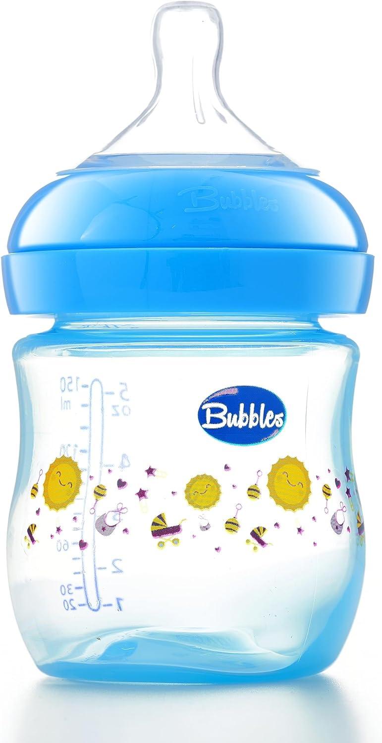 Bubbles natural feeding bottle without hand 150 ml - Blue ( Style on bottle may vary )