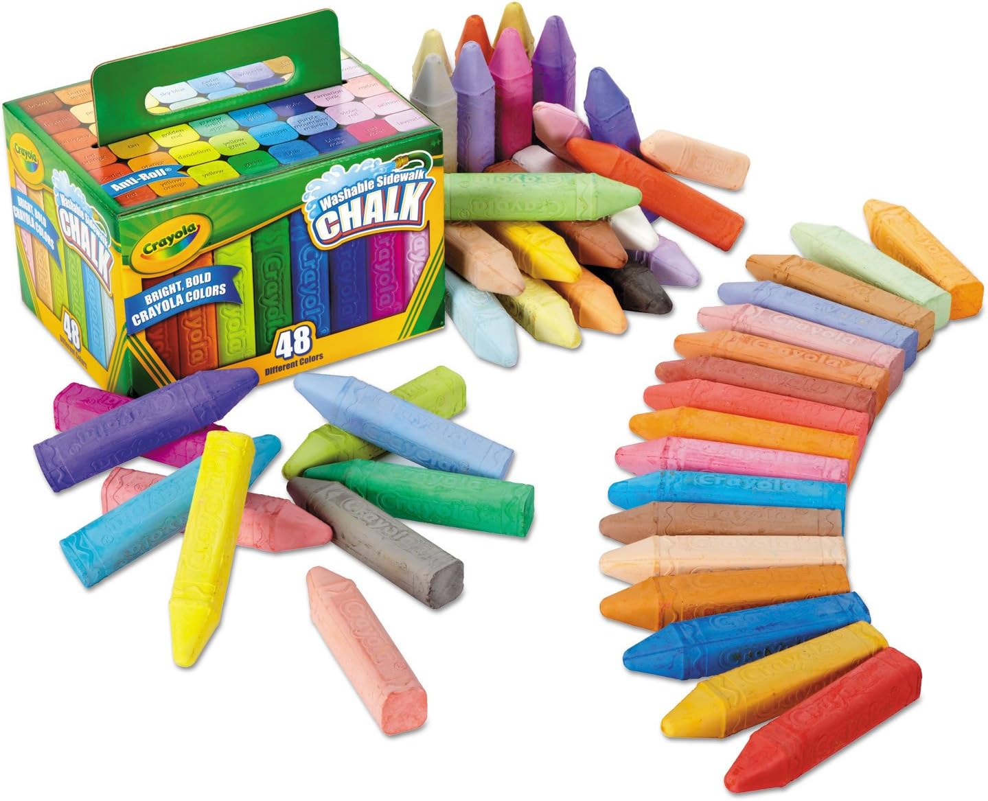 Crayola Washable Sidewalk Chalk, 48 Assorted Bright Colors