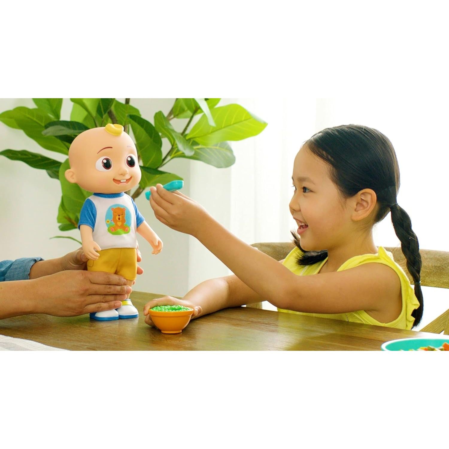 CoComelon Deluxe Interactive JJ Doll - Includes JJ, Shirt, Shorts, Pair of Shoes, Bowl of Peas, Spoon