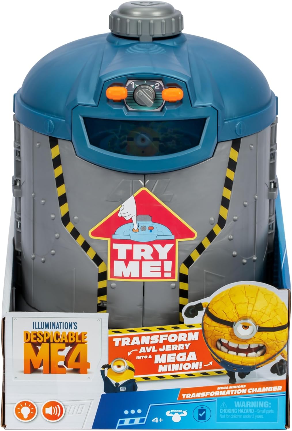 MINIONS Despicable Me 4 Mega Transformation Chamber Transform AVL Jerry Into Mega Jerry Chamber Opens Out To Transform Into An AVL Training Centre Playset