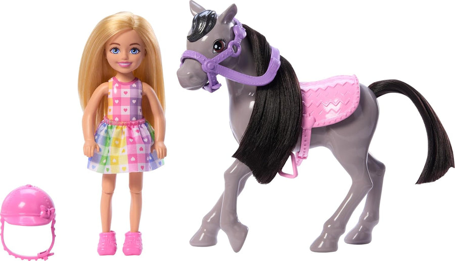 Mattel Barbie Chelsea Doll and Horse Toy Set Includes Helmet